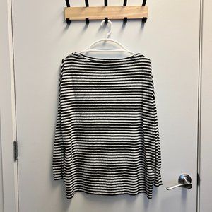 AllSaints Rita Stripe Top Long Sleeve | Chalk & Ink | Size X-Small